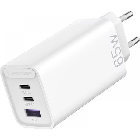Vention 3-Port usb (C+c+a) gan Charger (65w/30w/30w) eu-Plug White (Fedw0-eu) (Venfedw0-eu)