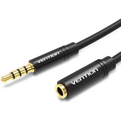Vention Cotton Braided 3.5mm Audio Extension Cable 5m Black Metal Type (Bhbbj) (Venbhbbj)