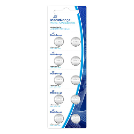 Mediarange Premium Alkaline Coin Cells Ag10|lr54|1.5v Pack 10  (Mrbat112)