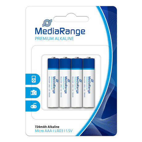 Mediarange Premium Alkaline Batteries Micro Aaa|lr03|1.5v Pack 4  (Mrbat101)