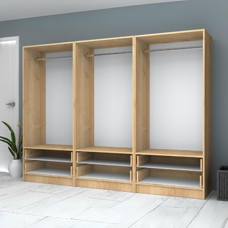 Ντουλάπα Ρούχων Ricardo Megapap Εξάφυλλη Χρώμα Φυσικό Οξιάς 240x51,8x181εκ.