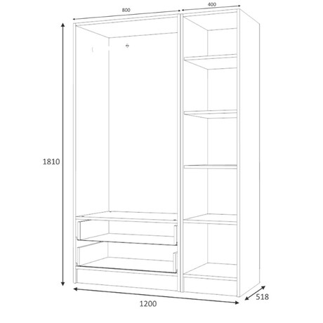 Ντουλάπα Ρούχων Ricardo Megapap Τρίφυλλη Χρώμα Λευκό 120x51,8x181εκ.