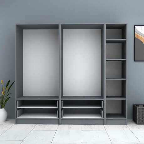 Ντουλάπα Ρούχων Ricardo Megapap Πεντάφυλλη Χρώμα Ανθρακί 200x51,8x181εκ.