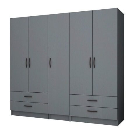 Ντουλάπα Ρούχων Ricardo Megapap Πεντάφυλλη Χρώμα Ανθρακί 200x51,8x181εκ.