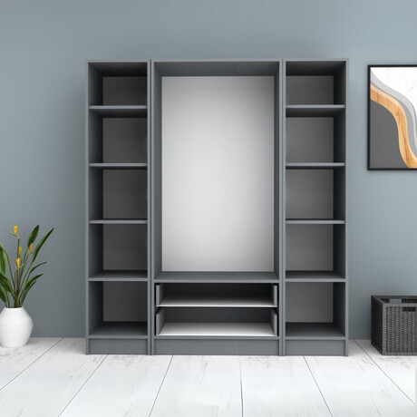 Ντουλάπα Ρούχων Ricardo Megapap Τετράφυλλη Χρώμα Ανθρακί 160x51,8x181εκ.