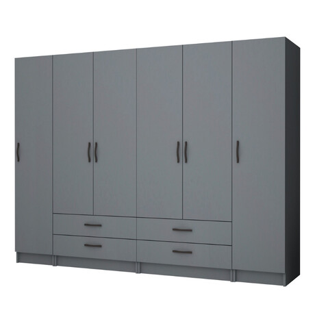 Ντουλάπα Ρούχων Ricardo Megapap Εξάφυλλη Χρώμα Ανθρακί 240x51,8x181εκ.