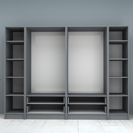 Ντουλάπα Ρούχων Ricardo Megapap Εξάφυλλη Χρώμα Ανθρακί 240x51,8x181εκ.