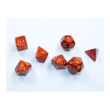 Σετ 7 Mini Πολυεδρα Ζαρια - Scarab Scarlet/gold - Csx20414