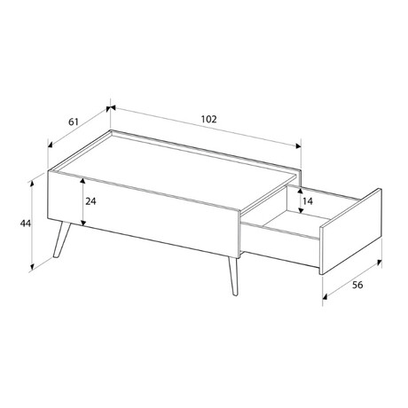 Τραπεζάκι Σαλονιού Luna Megapap Χρώμα oak 102x61x44εκ.