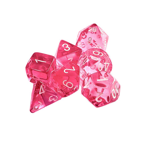 Σετ 7 Πολυεδρα Διαφανα Ζαρια - Pink/white - Csx23084
