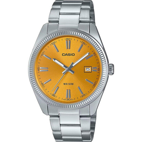 Casio Κίτρινο Ρολόι Μπαταρίας με Ασημί Μεταλλικό Μπρασελέ (Mtp-1302pd-9avef) (Casmtp-1302pd-9avef)