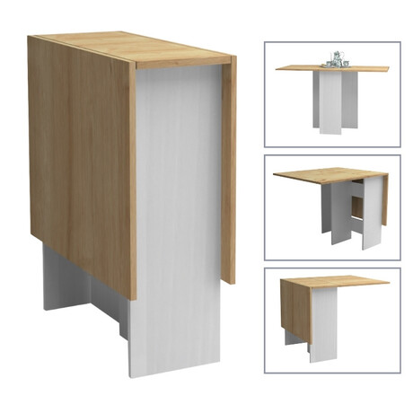 Τραπέζι Μελαμίνης Pepe Megapap Επεκτεινόμενο Χρώμα Λευκό - Φυσικό Οξιάς 28(56+56)x77x75εκ.