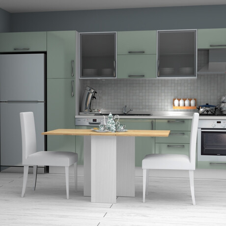 Τραπέζι Μελαμίνης Pepe Megapap Επεκτεινόμενο Χρώμα Λευκό - Φυσικό Οξιάς 28(56+56)x77x75εκ.