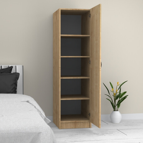 Ντουλάπα Ρούχων Victoria Megapap Μονόφυλλη Χρώμα Φυσικό Οξιάς 50x60x181εκ.