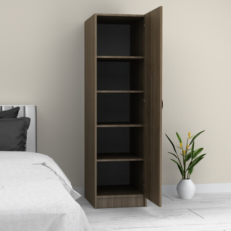 Ντουλάπα Ρούχων Victoria Megapap Μονόφυλλη Χρώμα Καρυδί 50x60x181εκ.