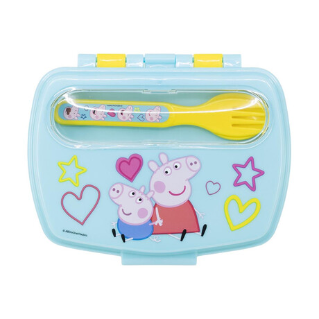 Stor: Peppa pig Core 2022 - Funny Sandwich box With Cutlery (13909)