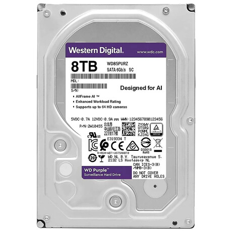 Westerndigital Purple 3.5'' 8tb Sata/600 5640rpm 256mb Cache (Wd85purz)