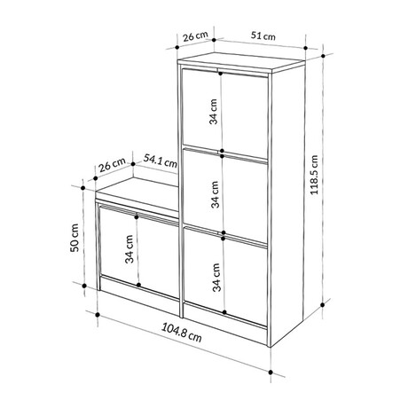 Παπουτσοθήκη Μελαμίνης Dude Megapap Χρώμα Μαύρο 104,8x26x118,5εκ.