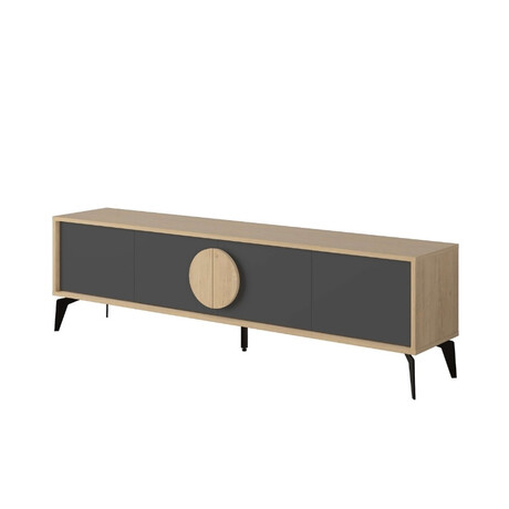 Έπιπλο Τηλεόρασης Gora Megapap Χρώμα Sapphire oak - Silky Black 180x35,6x51εκ.