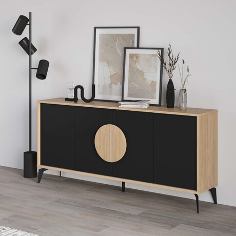Μπουφές Gora Megapap Χρώμα Sapphire oak - Silky Black 180x40x82εκ.