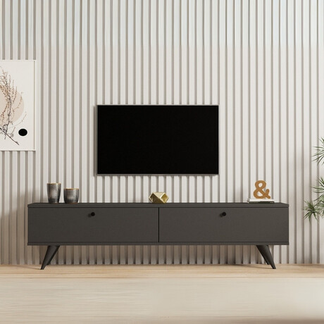 Έπιπλο Τηλεόρασης Paris Megapap Χρώμα Ανθρακί 160x25x35εκ.