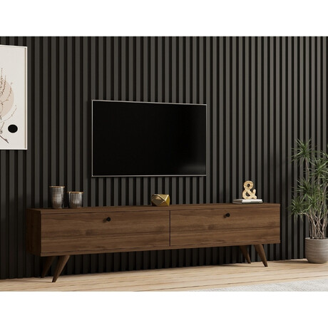 Έπιπλο Τηλεόρασης Paris Megapap Χρώμα Καρυδί 160x25x35εκ.