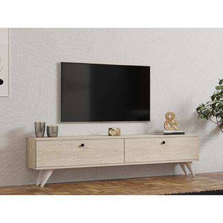 Έπιπλο Τηλεόρασης Paris Megapap Χρώμα Travertine 160x25x35εκ.
