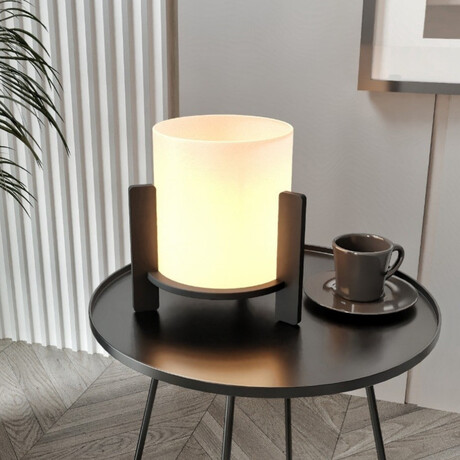 Φωτιστικό Επιτραπέζιο Pine Megapap e27 mdf Χρώμα Μαύρο - Κρεμ Ø20x20εκ.