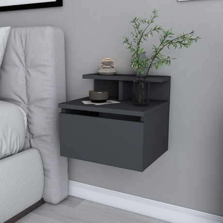 Κομοδίνο Επιτοίχιο Arsen Megapap Χρώμα Ανθρακί 39,8x31,9x35εκ.