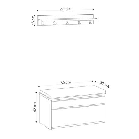 Έπιπλο Εισόδου Boby Megapap Χρώμα Travertine 80x35x42εκ.