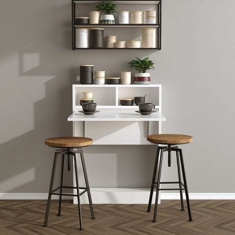 Τραπέζι Επιτοίχιο Πτυσσόμενο Bracke Megapap Χρώμα Λευκό 70x15x96εκ.