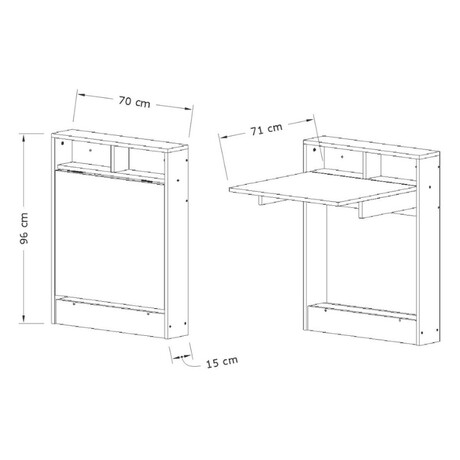 Τραπέζι Επιτοίχιο Πτυσσόμενο Bracke Megapap Χρώμα Λευκό 70x15x96εκ.
