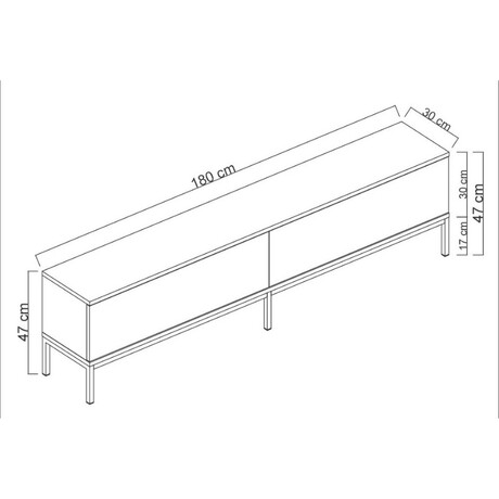 Έπιπλο Τηλεόρασης Lord Megapap Χρώμα Μαύρο 180x30x47εκ.
