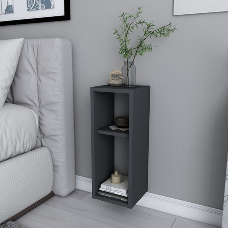 Κομοδίνο Επιτοίχιο Sault Megapap Χρώμα Ανθρακί 23,2x22x59,6εκ.