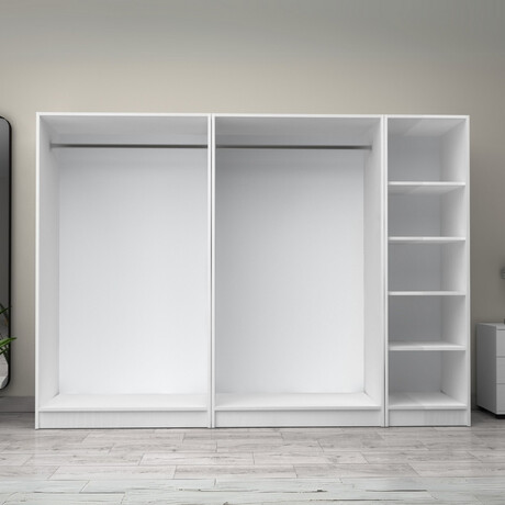 Ντουλάπα Ρούχων Victoria Megapap Πεντάφυλλη Χρώμα Λευκό 250x60x181εκ.