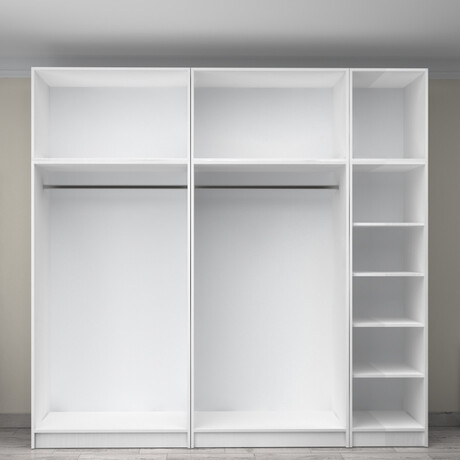 Ντουλάπα Ρούχων Victoria Megapap Πεντάφυλλη με Πατάρι Χρώμα Λευκό 250x60x240εκ.