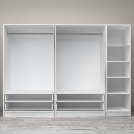 Ντουλάπα Ρούχων Victoria Megapap Πεντάφυλλη με Συρτάρια Χρώμα Λευκό 250x60x181εκ.