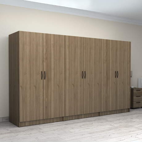 Ντουλάπα Ρούχων Victoria Megapap Εξάφυλλη Χρώμα Καρυδί 300x60x181εκ.