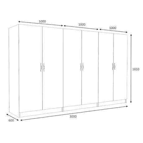 Ντουλάπα Ρούχων Victoria Megapap Εξάφυλλη Χρώμα Καρυδί 300x60x181εκ.