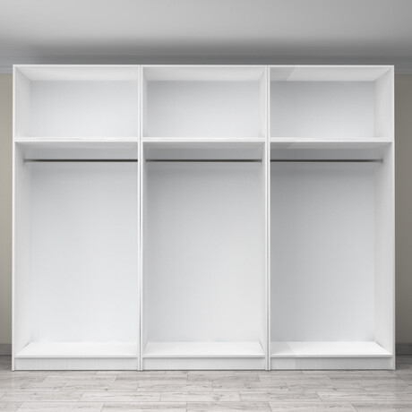 Ντουλάπα Ρούχων Victoria Megapap Εξάφυλλη με Πατάρι Χρώμα Λευκό 300x60x240εκ.