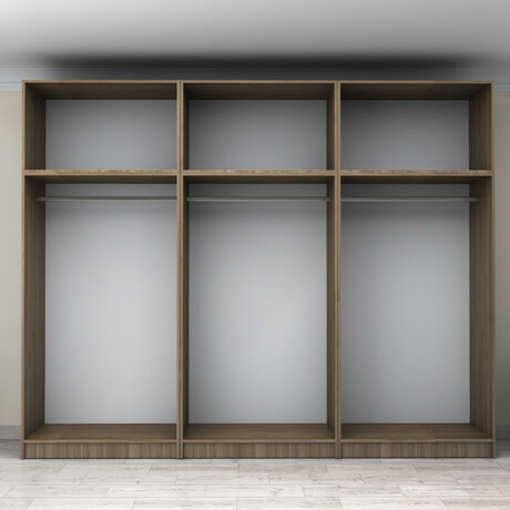 Ντουλάπα Ρούχων Victoria Megapap Εξάφυλλη με Πατάρι Χρώμα Καρυδί 300x60x240εκ.