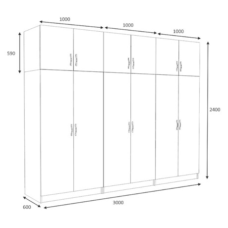 Ντουλάπα Ρούχων Victoria Megapap Εξάφυλλη με Πατάρι Χρώμα Καρυδί 300x60x240εκ.