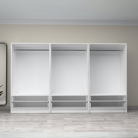 Ντουλάπα Ρούχων Victoria Megapap Εξάφυλλη με Συρτάρια Χρώμα Λευκό 300x60x181εκ.