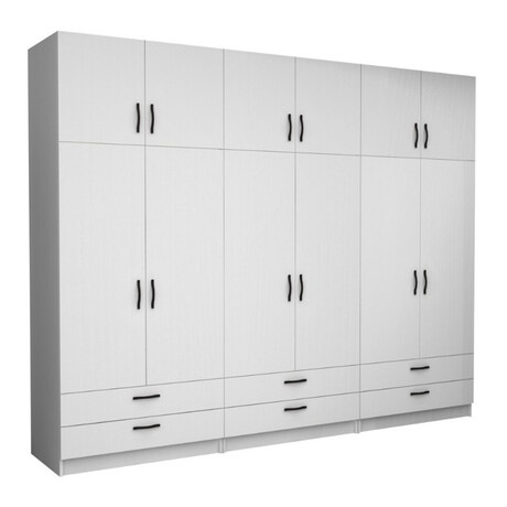 Ντουλάπα Ρούχων Victoria Megapap Εξάφυλλη με Πατάρι και Συρτάρια Χρώμα Λευκό 300x60x240εκ.