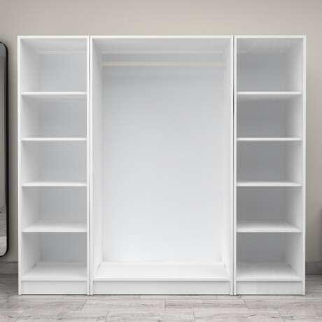 Ντουλάπα Ρούχων Victoria Megapap Τετράφυλλη Χρώμα Λευκό 200x60x181εκ.