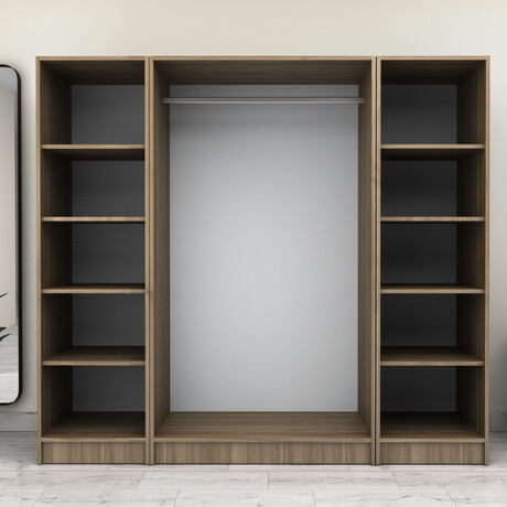 Ντουλάπα Ρούχων Victoria Megapap Τετράφυλλη Χρώμα Καρυδί 200x60x181εκ.