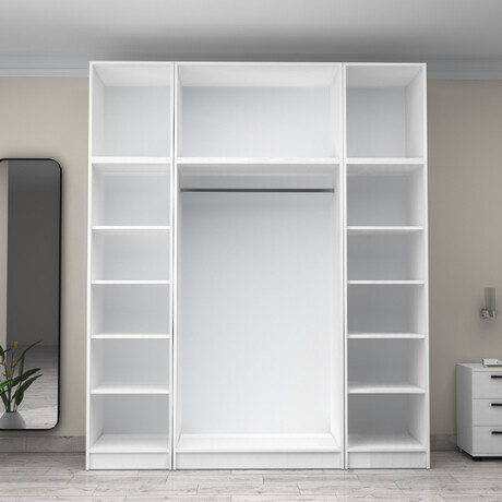 Ντουλάπα Ρούχων Victoria Megapap Τετράφυλλη με Πατάρι Χρώμα Λευκό 200x60x240εκ.