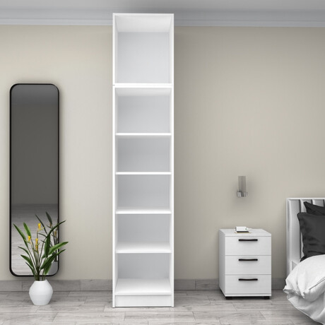 Ντουλάπα Ρούχων Victoria Megapap Μονόφυλλη με Πατάρι Χρώμα Λευκό 50x60x240εκ.