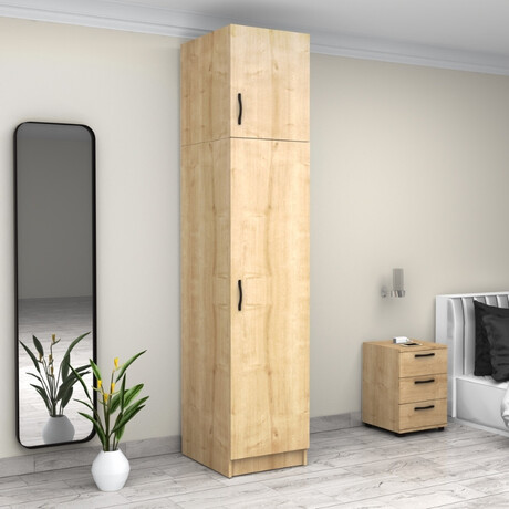 Ντουλάπα Ρούχων Victoria Megapap Μονόφυλλη με Πατάρι Χρώμα Φυσικό Οξιάς 50x60x240εκ.