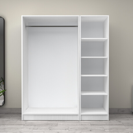 Ντουλάπα Ρούχων Victoria Megapap Τρίφυλλη Χρώμα Λευκό 150x60x181εκ.